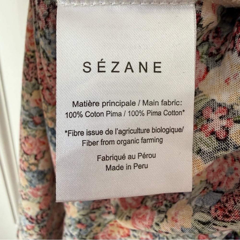 Sezane Luce Short Sleeve Cotton Floral Open Back Midi Dress Size Medium - Picture 4 of 10
